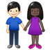 👩🏿‍🤝‍👨🏻 woman and man holding hands: dark skin tone, light skin tone display on Samsung